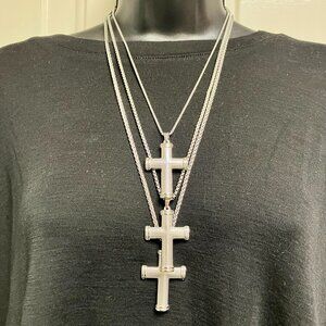 Stainless Steel Cross Pendant Necklace Chunky Chain Brand NEW U Pick Chain